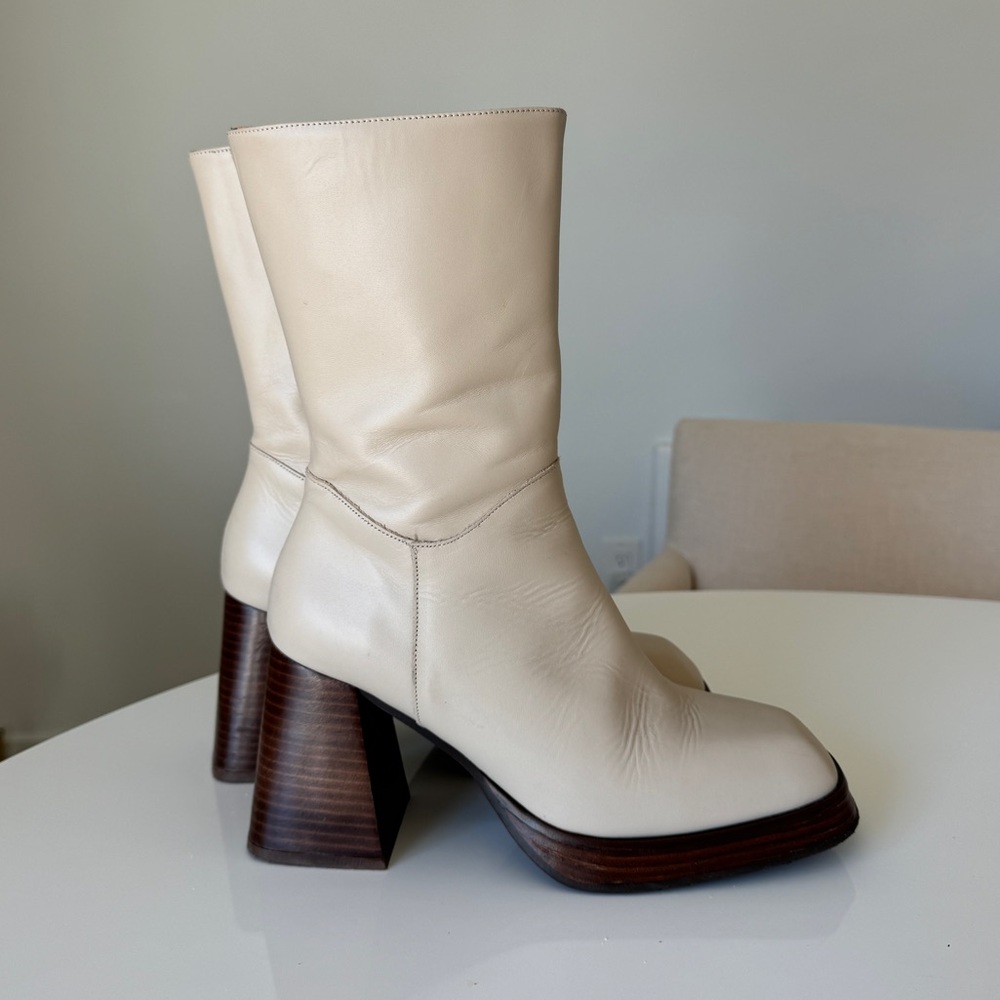 Feners mid-calf chunky leather boots